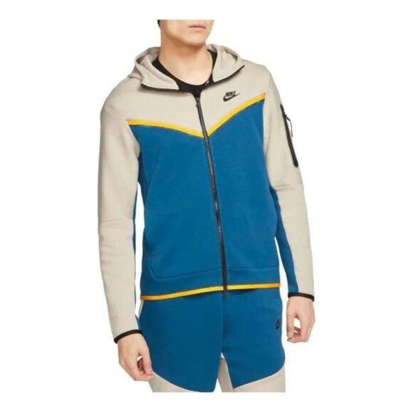 EUC Nike Tech Fleece Full-Zip Hoodie 'Cream Court Blue' - Picture 1 of 6